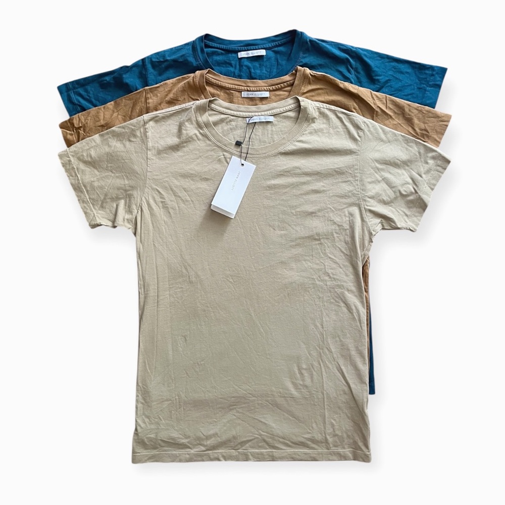 Set of 3 John Elliot Classic Crew Cotton S/S T-Shirts, sz 1 (Small)